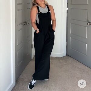 Black Linen Overalls